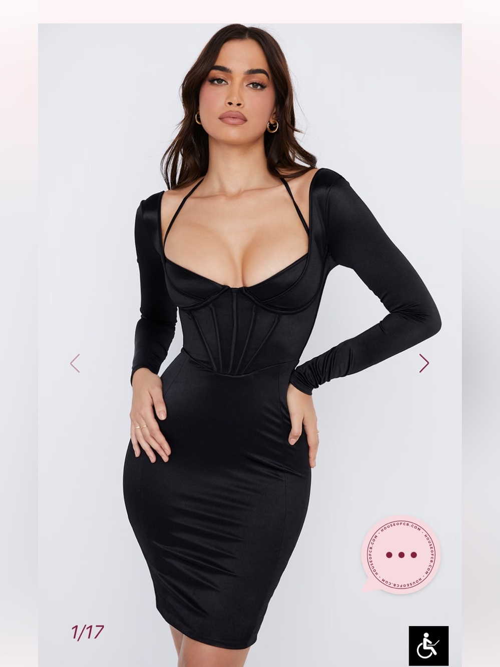 House of cb GRAZIA
Black Disco Satin Corset Dress